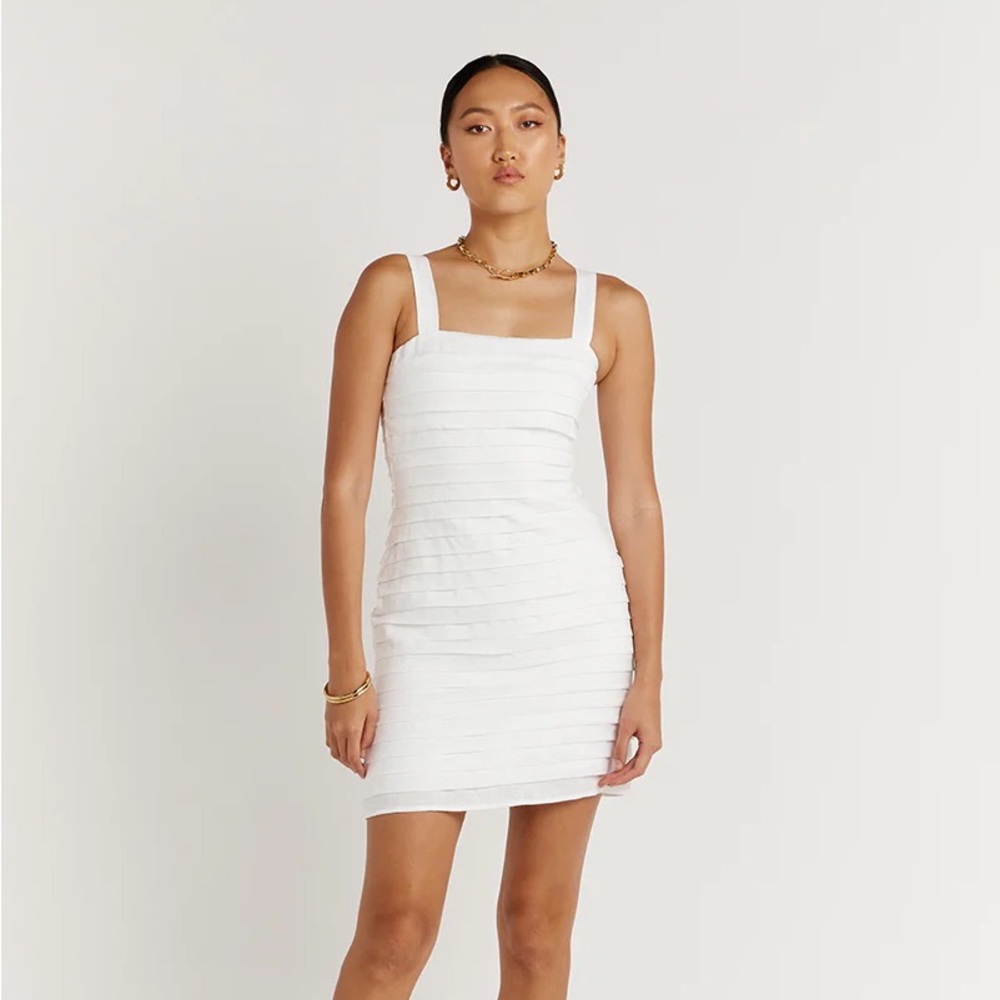 DISSH Marnie White Linen Pintuck Dress